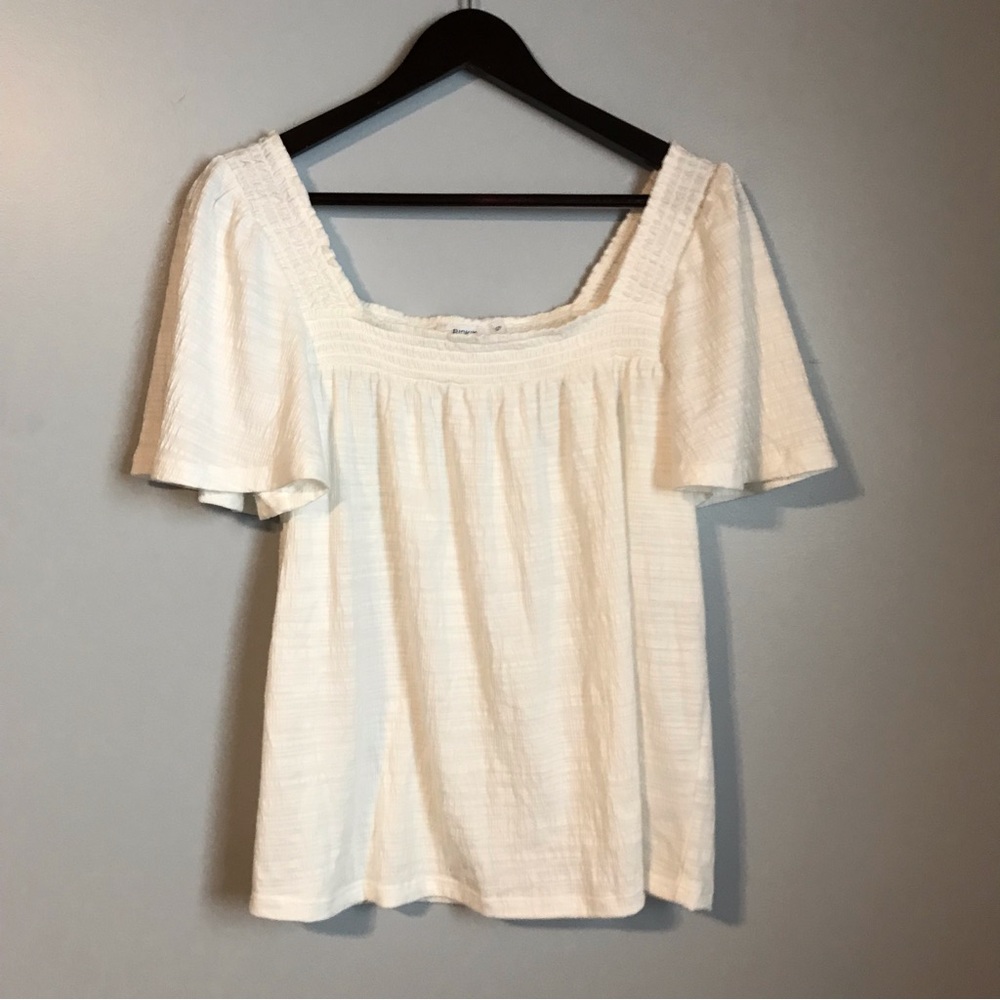 Ricki’s White Square Neckline Flutter Sleeve Small
